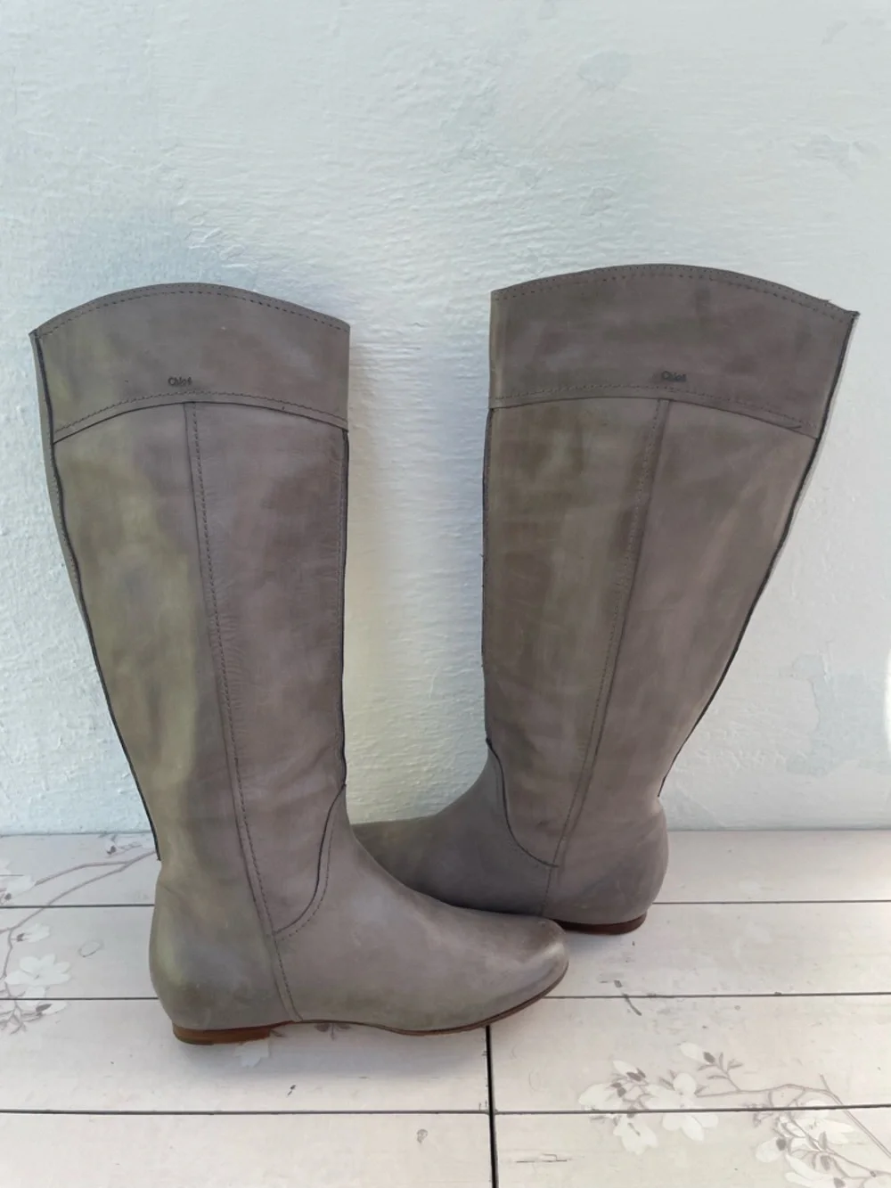 Chloe Gray Over-the-Knee Suede Boots